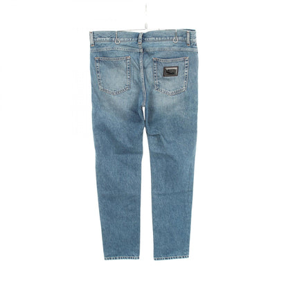 DOLCE & GABBANA Logo Plate Blue Cotton Denim Jeans Size 48