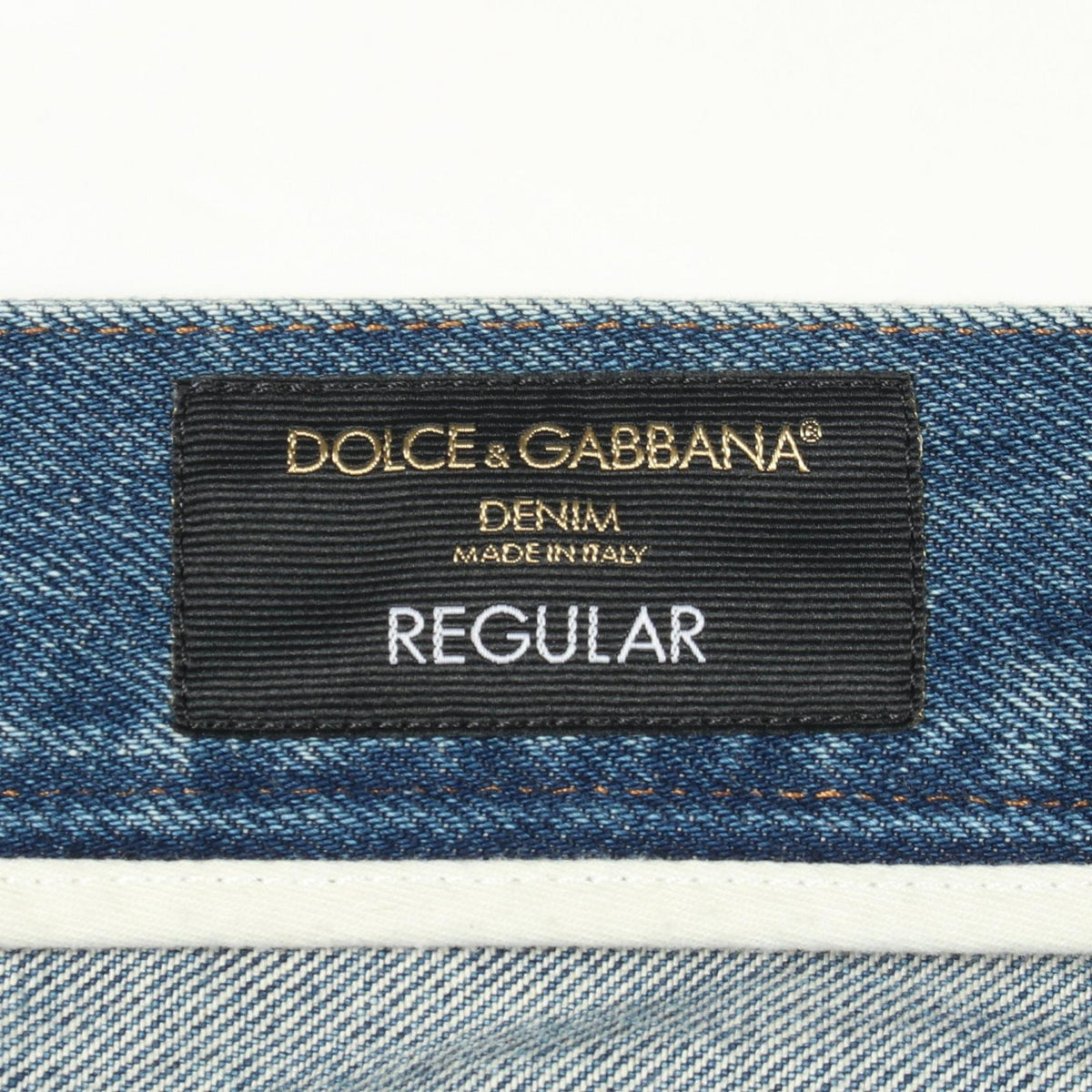 DOLCE & GABBANA Logo Plate Blue Cotton Denim Jeans Size 48