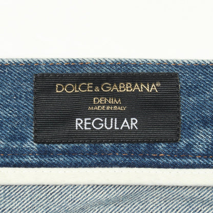 DOLCE & GABBANA Logo Plate Blue Cotton Denim Jeans Size 48
