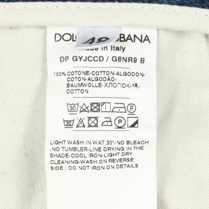 DOLCE & GABBANA Logo Plate Blue Cotton Denim Jeans Size 48