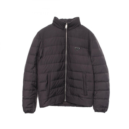 PRADA Hooded Triangle Logo Poly Down Jacket Black Size 48