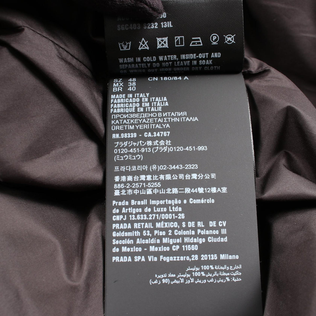 PRADA Hooded Triangle Logo Poly Down Jacket Black Size 48