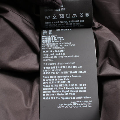 PRADA Hooded Triangle Logo Poly Down Jacket Black Size 48