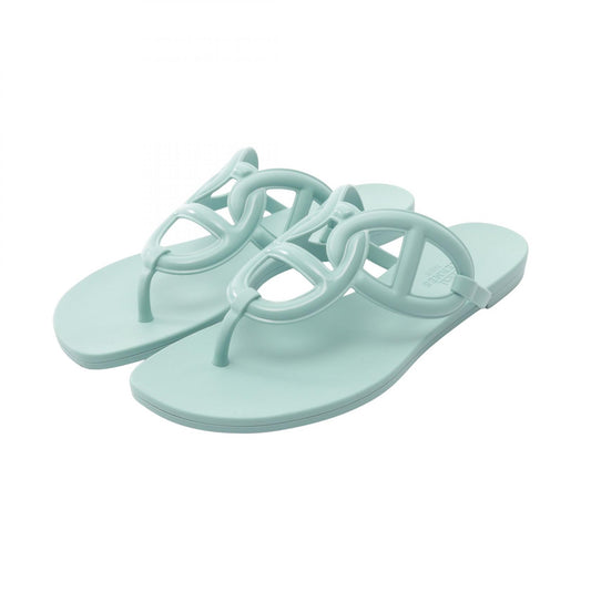 HERMES Egeri Chaine d'Ancre Rubber Sandals Blue Size 36