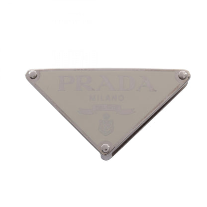 PRADA Triangle Logo Metal Belt Buckle White Silver