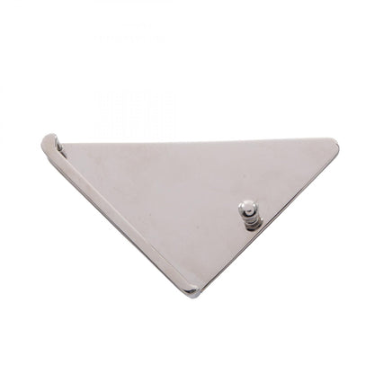 PRADA Triangle Logo Metal Belt Buckle White Silver