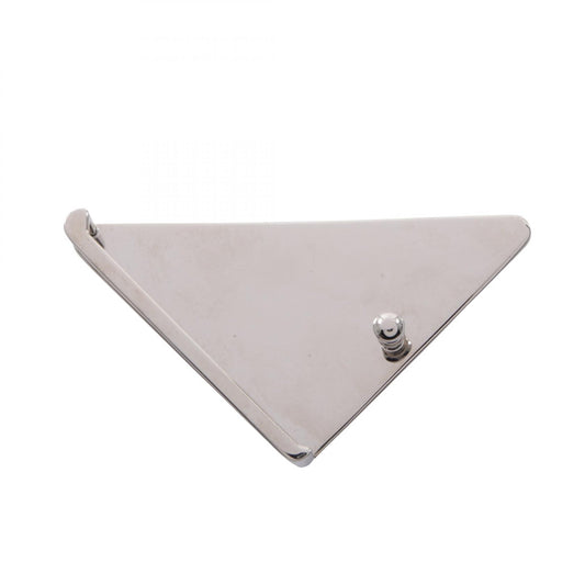 PRADA Triangle Logo Metal Belt Buckle White Silver