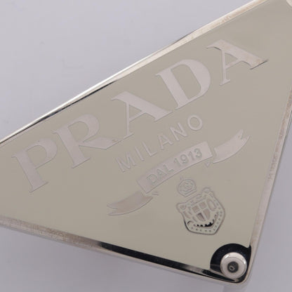 PRADA Triangle Logo Metal Belt Buckle White Silver