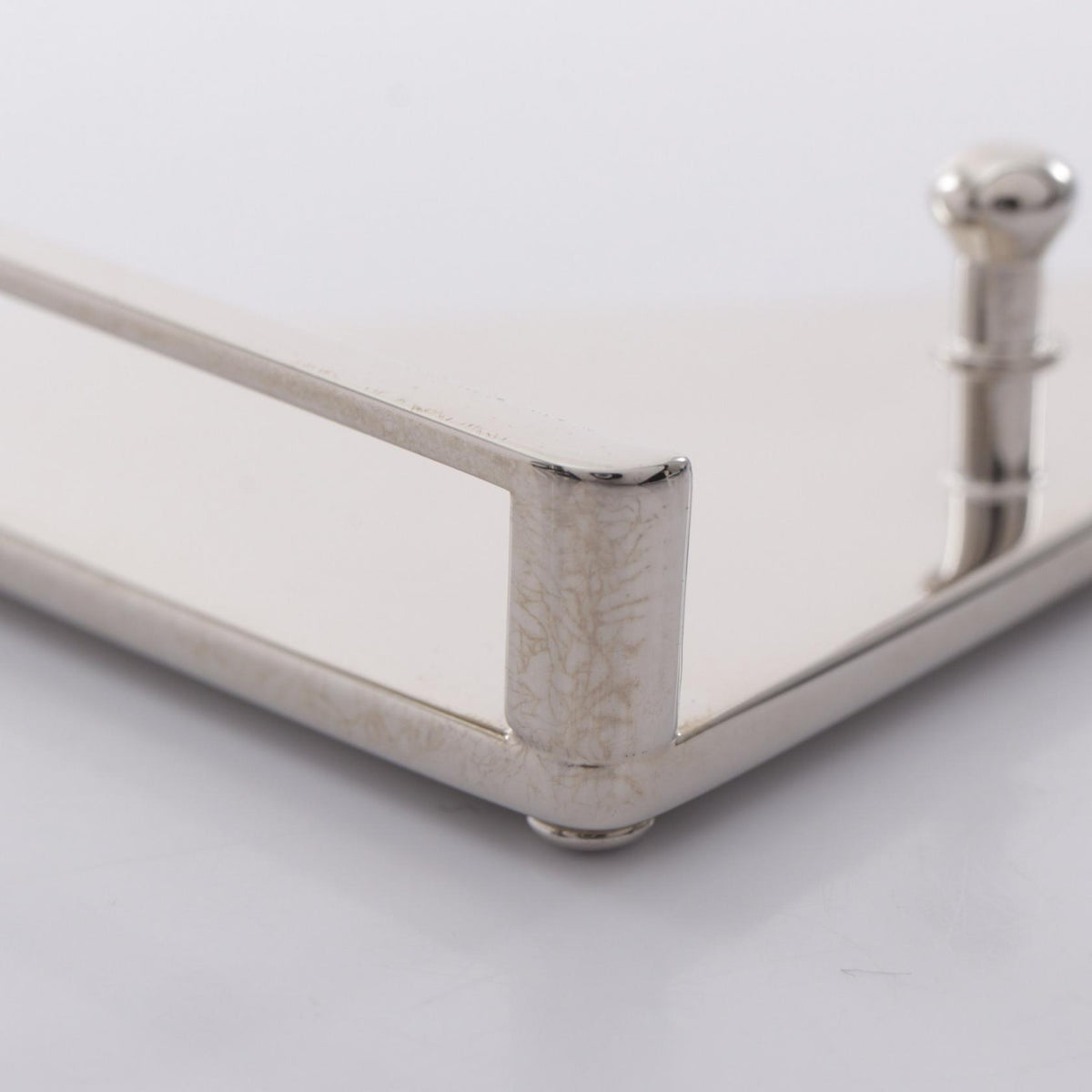 PRADA Triangle Logo Metal Belt Buckle White Silver