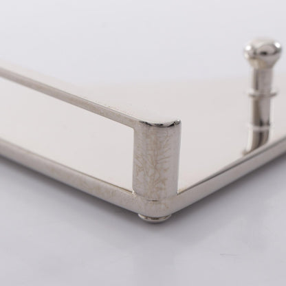 PRADA Triangle Logo Metal Belt Buckle White Silver