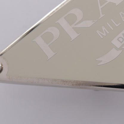 PRADA Triangle Logo Metal Belt Buckle White Silver