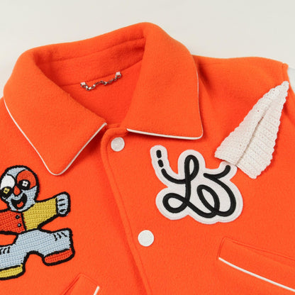 LOUIS VUITTON Mini Varsity Wool Jacket Orange Size 46