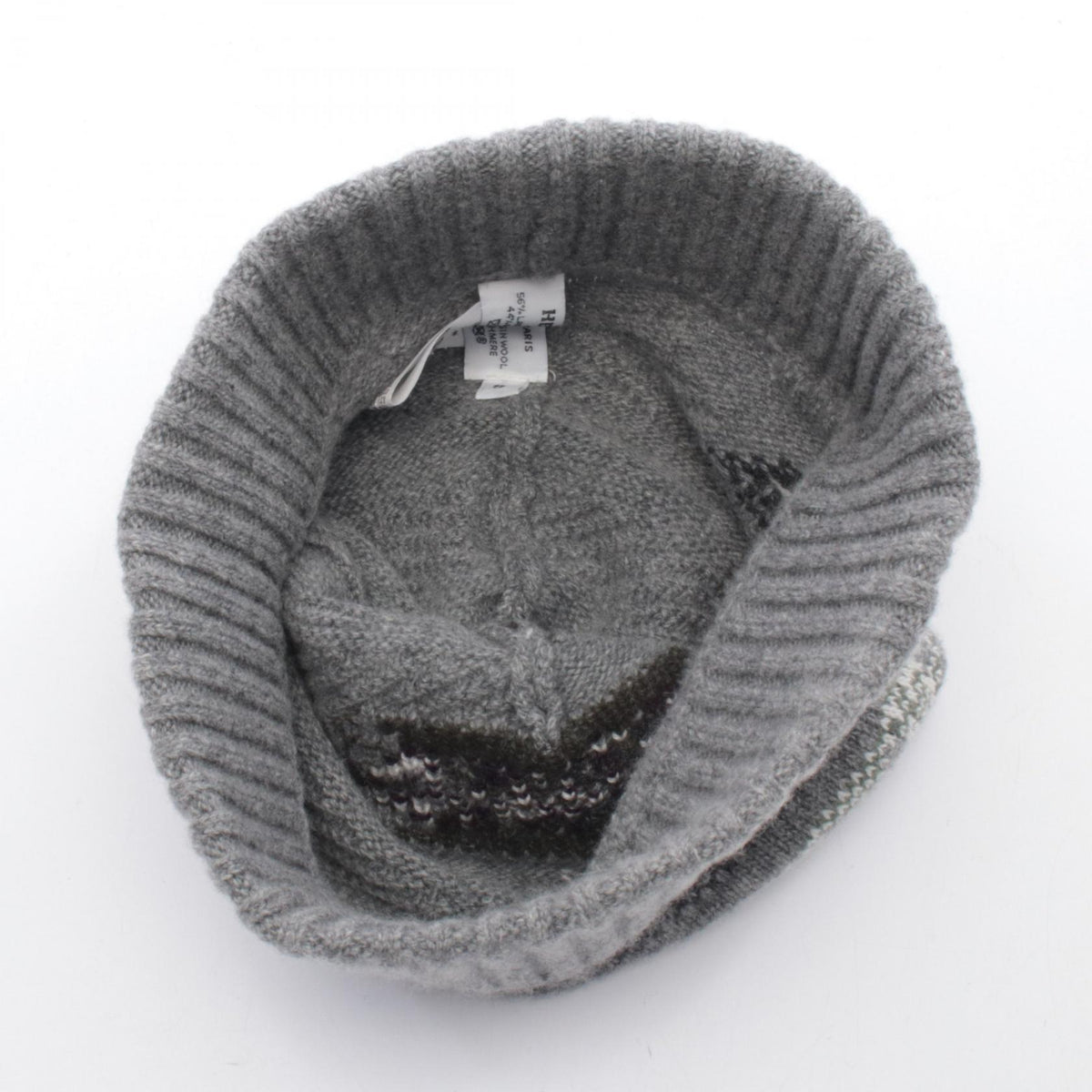 HERMES Sellier Button Wool Cashmere Knit Cap Size S