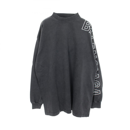 BALENCIAGA Logo Embroidered Cotton Long Sleeve T-Shirt Gray Size 3