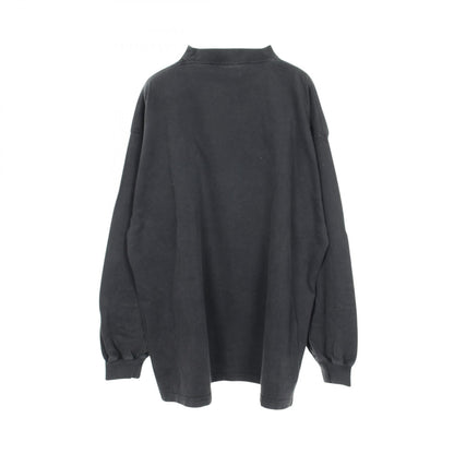 BALENCIAGA Logo Embroidered Cotton Long Sleeve T-Shirt Gray Size 3