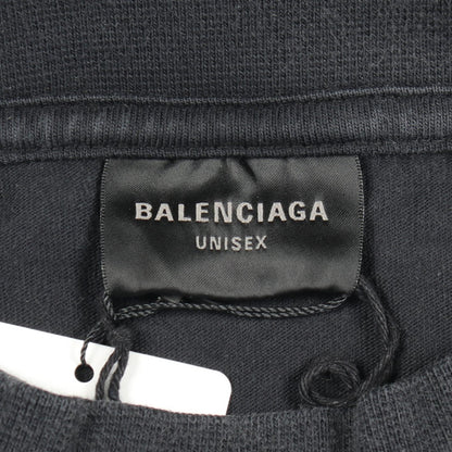 BALENCIAGA Logo Embroidered Cotton Long Sleeve T-Shirt Gray Size 3