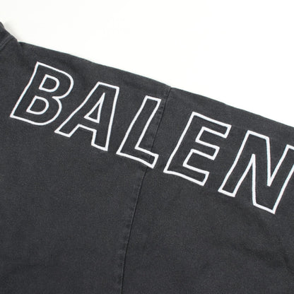BALENCIAGA Logo Embroidered Cotton Long Sleeve T-Shirt Gray Size 3