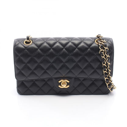 CHANEL Black Caviar Skin Matelasse Gold HW Shoulder Bag