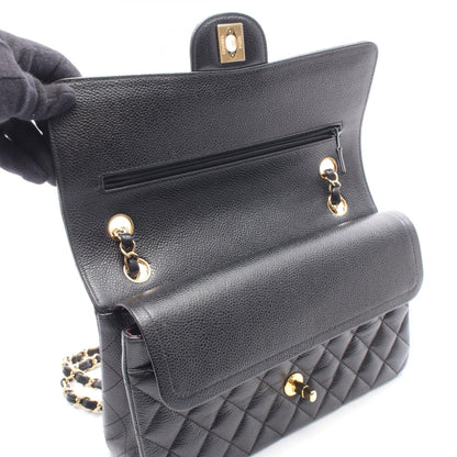 CHANEL Black Caviar Skin Matelasse Gold HW Shoulder Bag