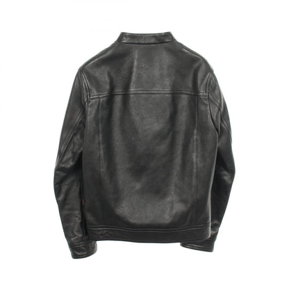 GUCCI Single Leather Riders Jacket Black Size 44