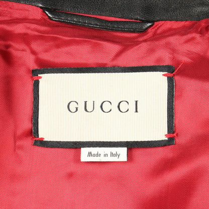 GUCCI Single Leather Riders Jacket Black Size 44