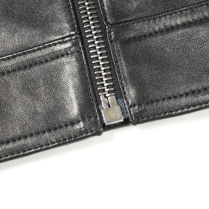GUCCI Single Leather Riders Jacket Black Size 44