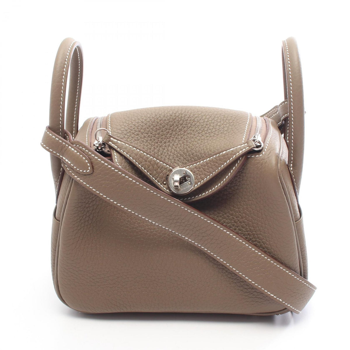 HERMES Lindy Mini Etoupe Shoulder Bag Gray