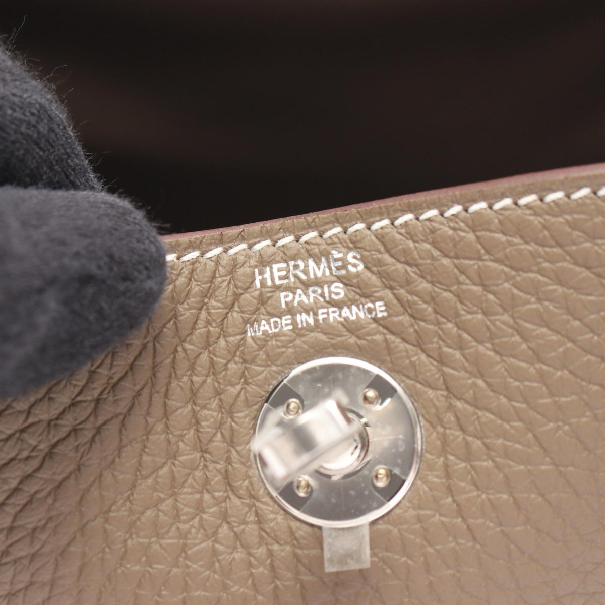 HERMES Lindy Mini Etoupe Shoulder Bag Gray