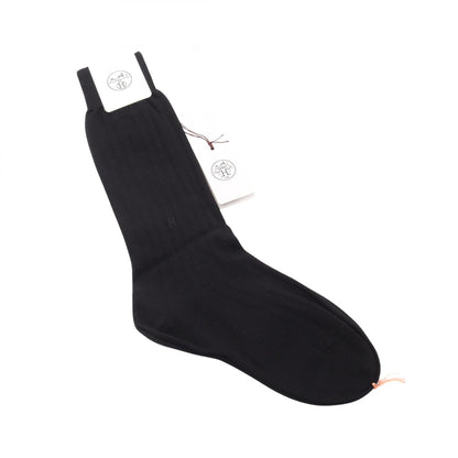 HERMES Mi-Bas Brode H Wool Socks Black Size 9