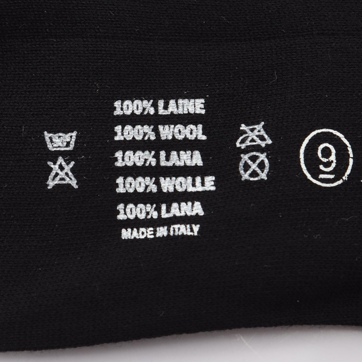 HERMES Mi-Bas Brode H Wool Socks Black Size 9