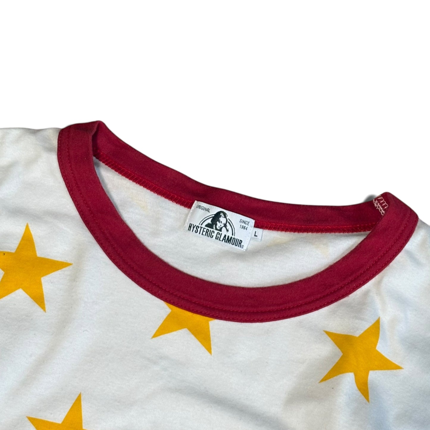 Hysteric Glamour Ringer T-Shirt All Over Red Yellow Size L
