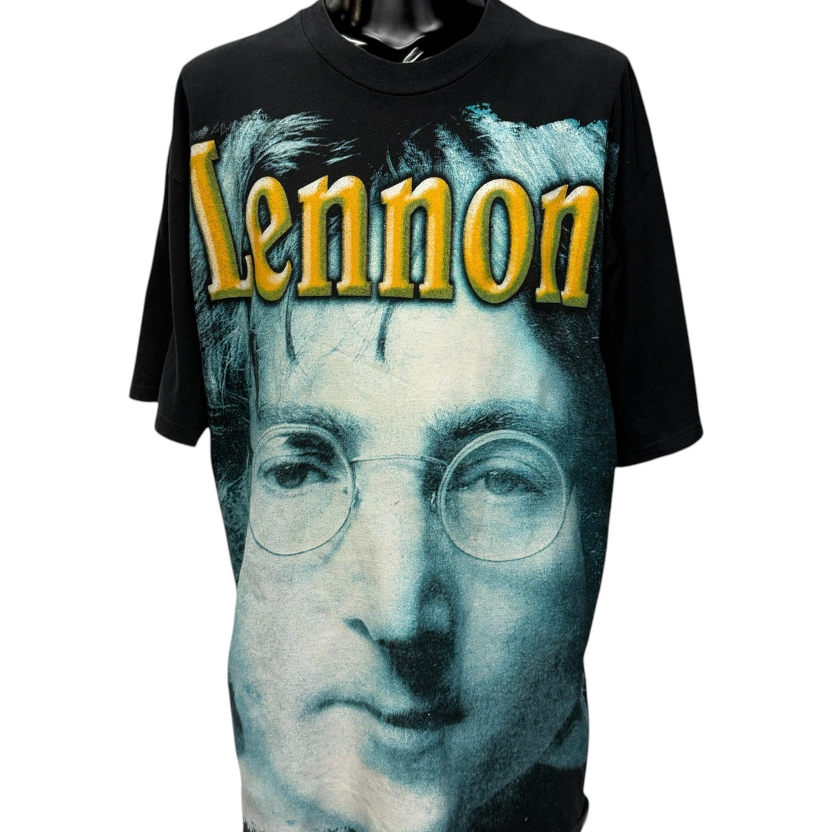 JOHN LENNON 90s Blue Vintage AOP T-Shirt Size XL