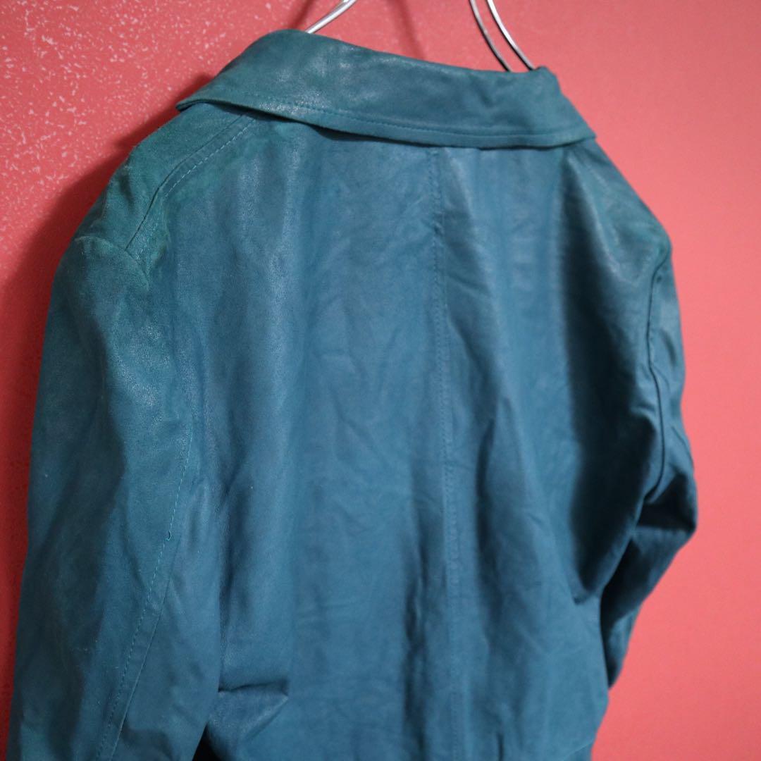 Vintage EMMETI Turquoise Blue Lamb Leather 3-Button Size 44