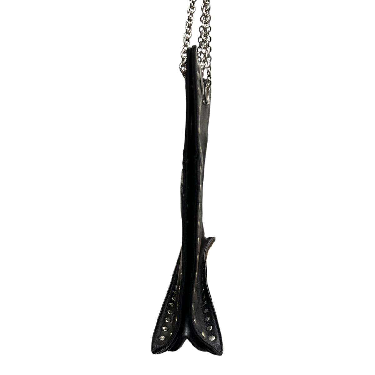 Y's Leather Stud Double-Chain Shoulder Bag