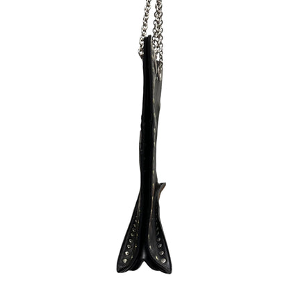 Y's Leather Stud Double-Chain Shoulder Bag