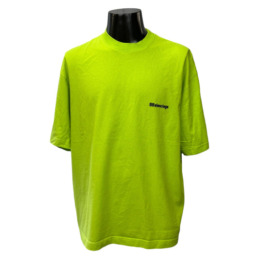 BALENCIAGA 2021 Yellow Oversized Embroidered T-Shirt Size S
