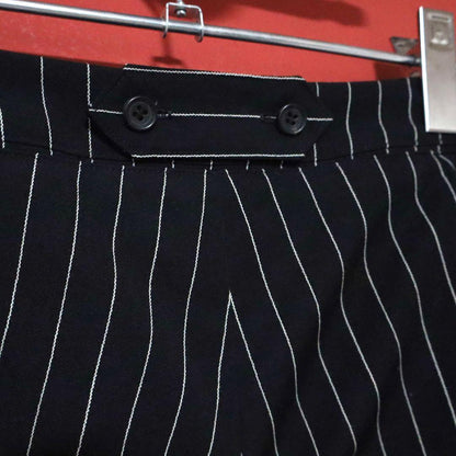 Issey Miyake Black Wool Button Design Striped Flare Size 1