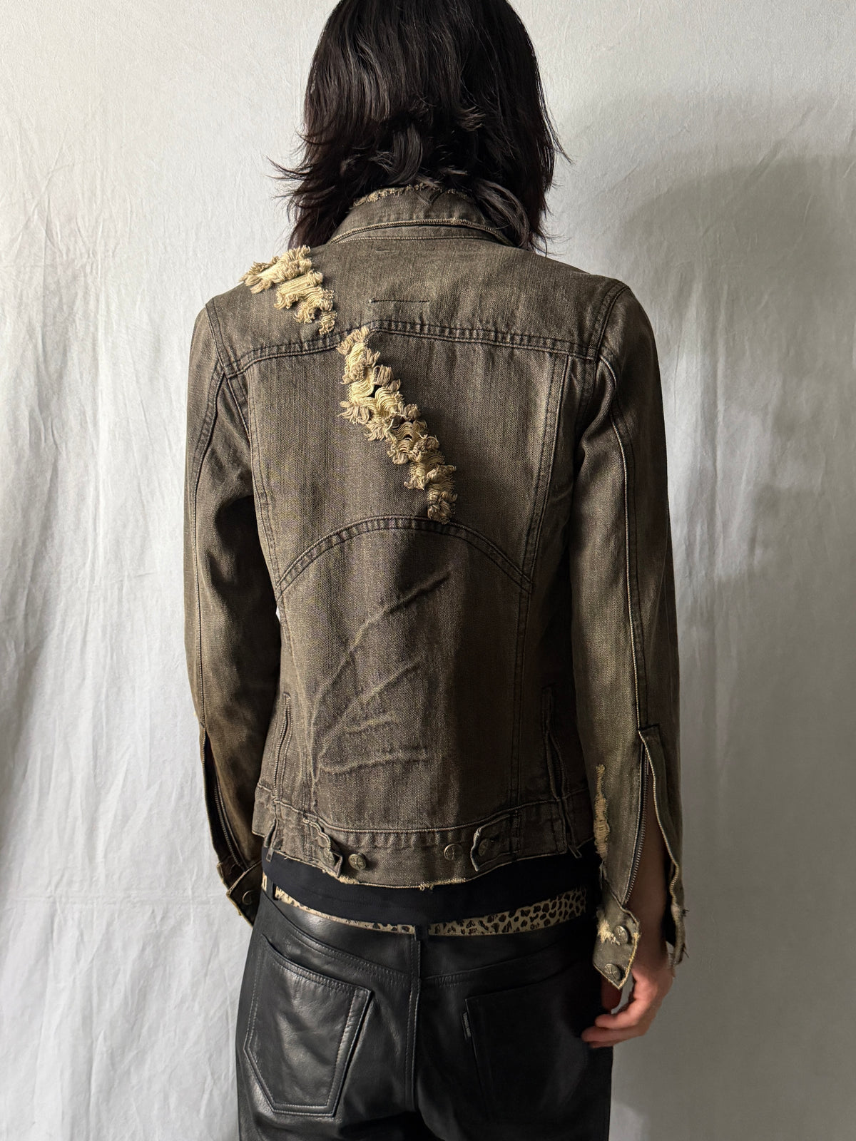 Midas Distressed Faded Denim Jacket Size M