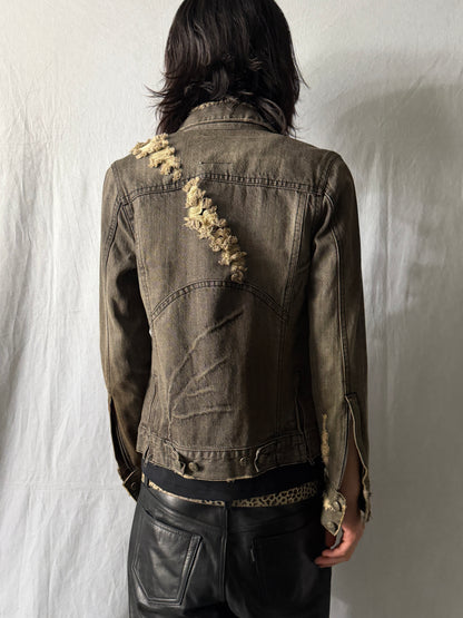 Midas Distressed Faded Denim Jacket Size M