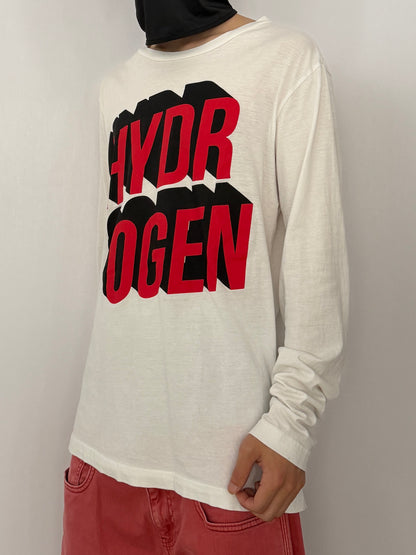 HYDROGEN White Cotton Long Sleeve T-Shirt Size L