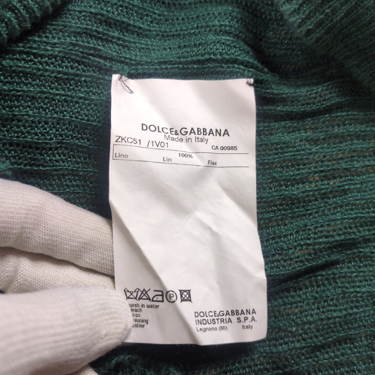 DOLCE&GABBANA Green Button Down Linen Cardigan Size 44