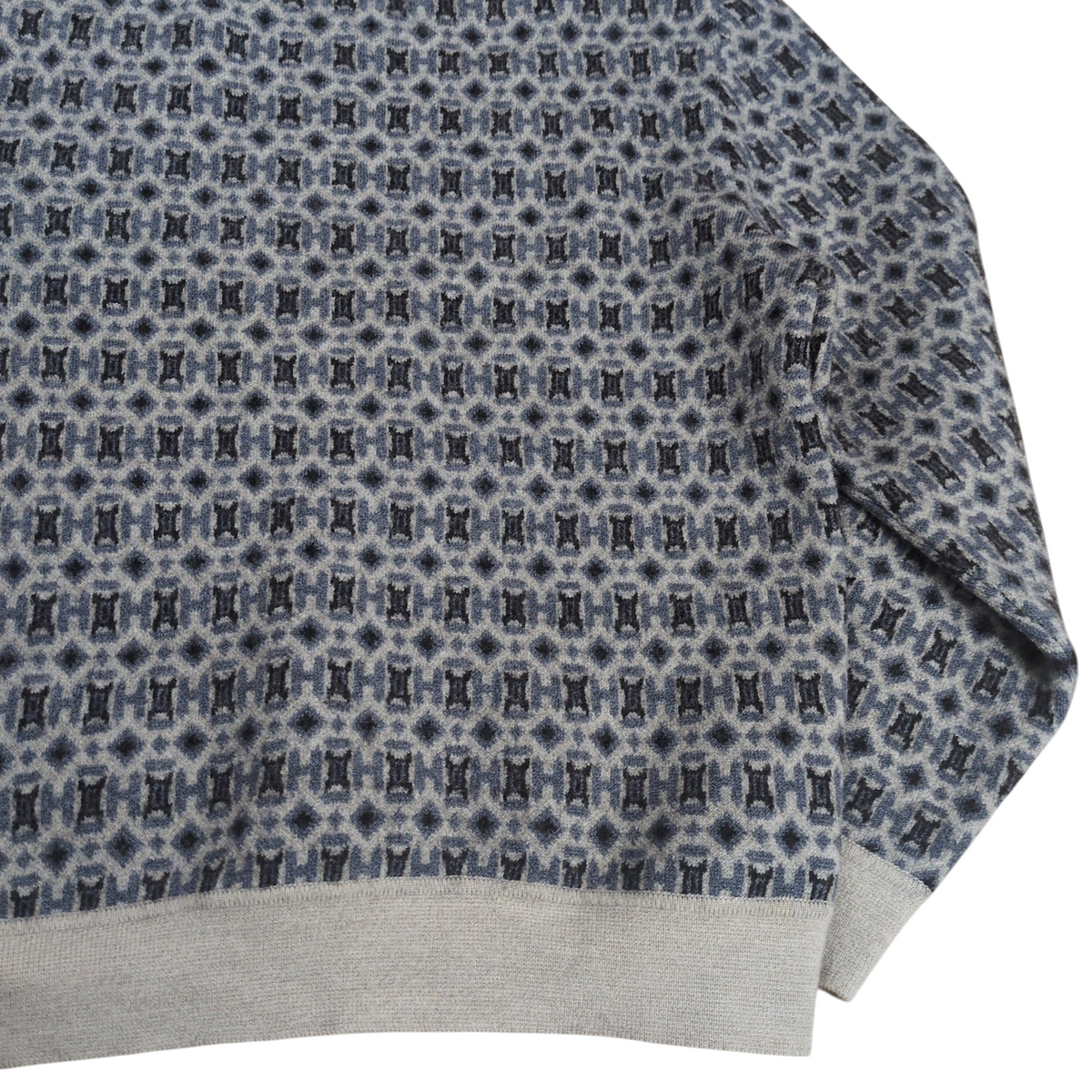 HERMES All Over H Logo Wool Sweatshirt Gray Size L