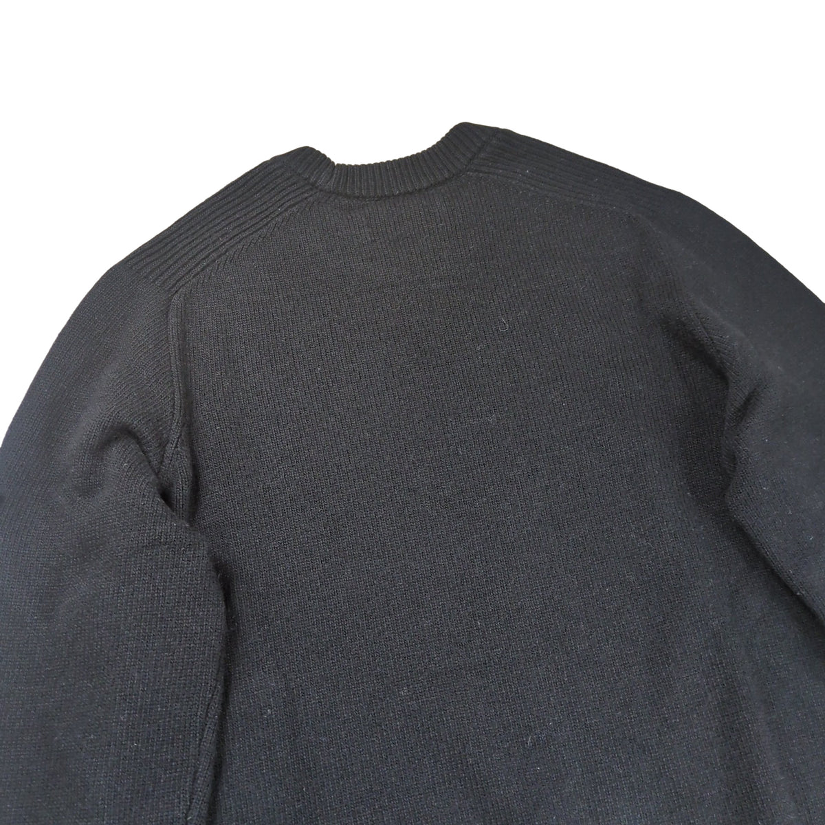 STONE ISLAND Logo Patch Crew Neck Wool Sweater Black Size L