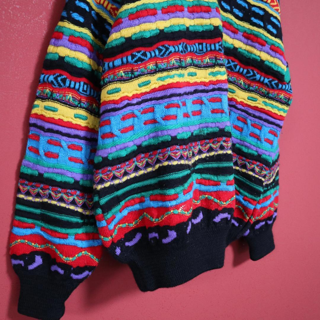 Coogi Vibrant Multi-Color 3D Knit Sweater Size SS