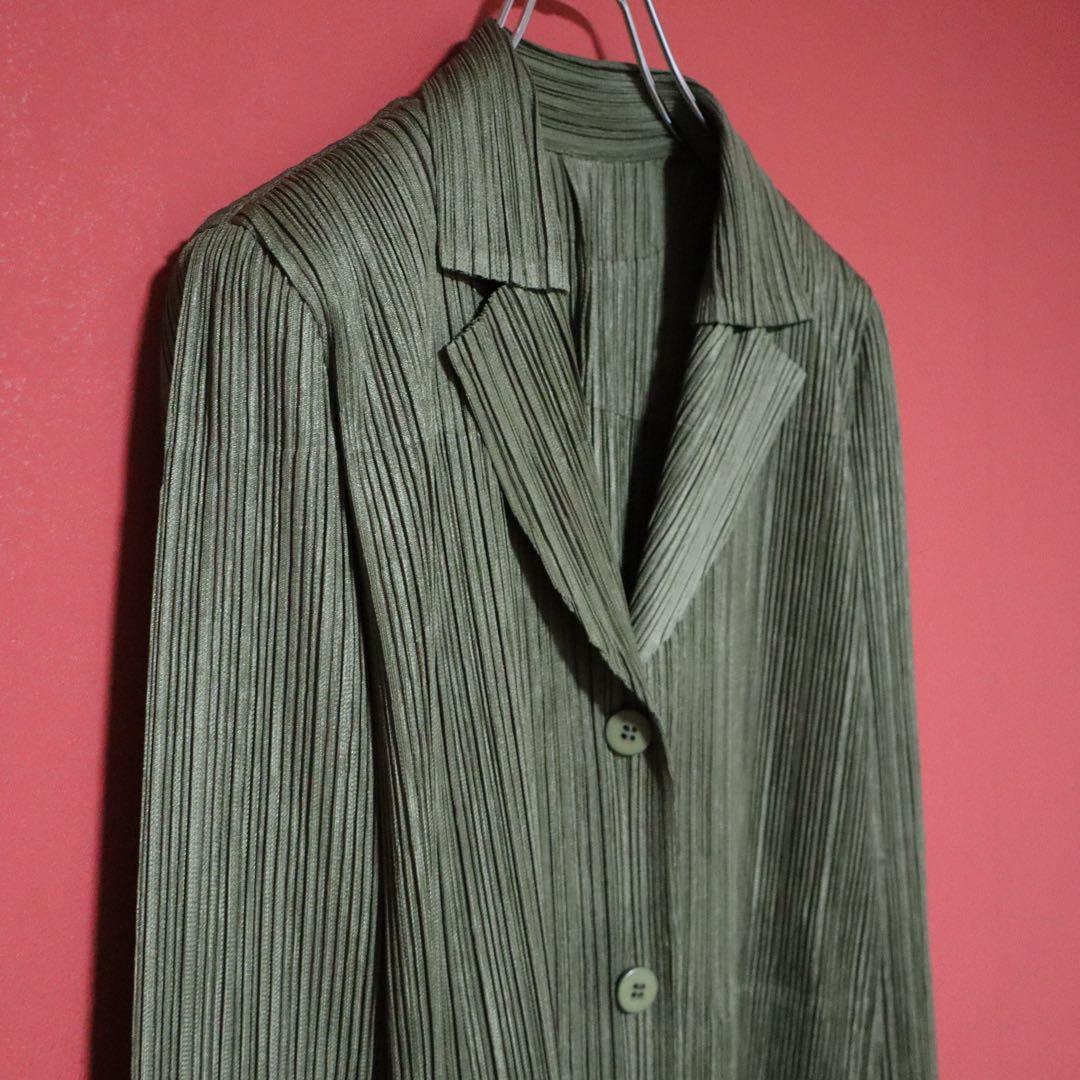 PLEATS PLEASE 08AW Pleated Tailored Blazer Green Size 3