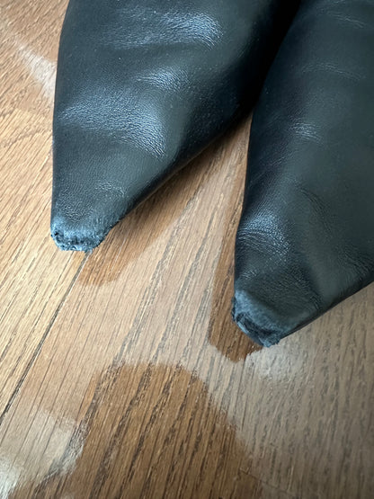 Balenciaga Black Pointed Toe Flat Mules Sandals