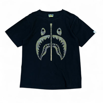 Japanese Brand Black Shark Gold Zipper Khaki Camo Tee Size M