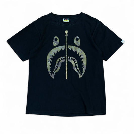 Japanese Brand Black Shark Gold Zipper Khaki Camo Tee Size M
