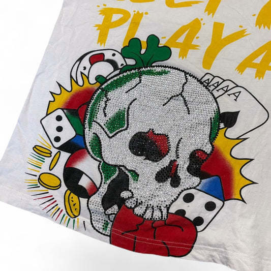 Vintage Ed Hardy Rhinestone T-Shirt White Size L