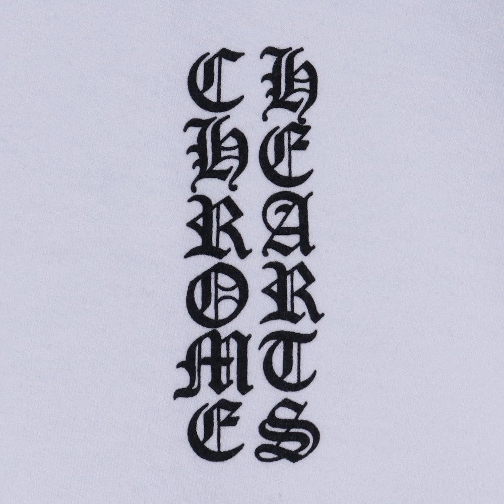 CHROME HEARTS Vertical Logo Pullover Hoodie White Size XL